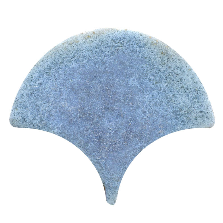 Peacock-Scallop shape tile in a matte light blue