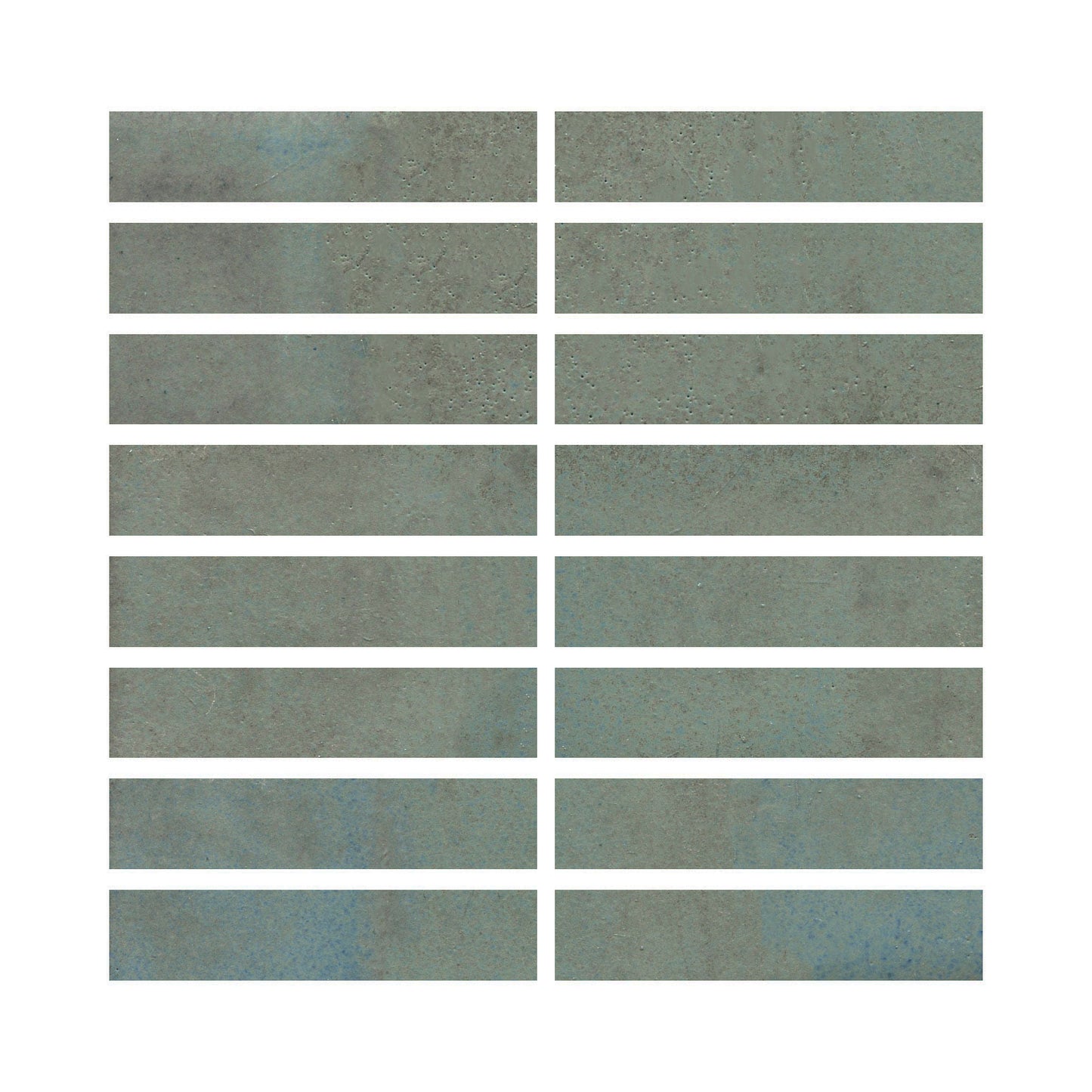 A cool grey color and a glossy opaque, showing medium variation with occasional blue-grey flashes.