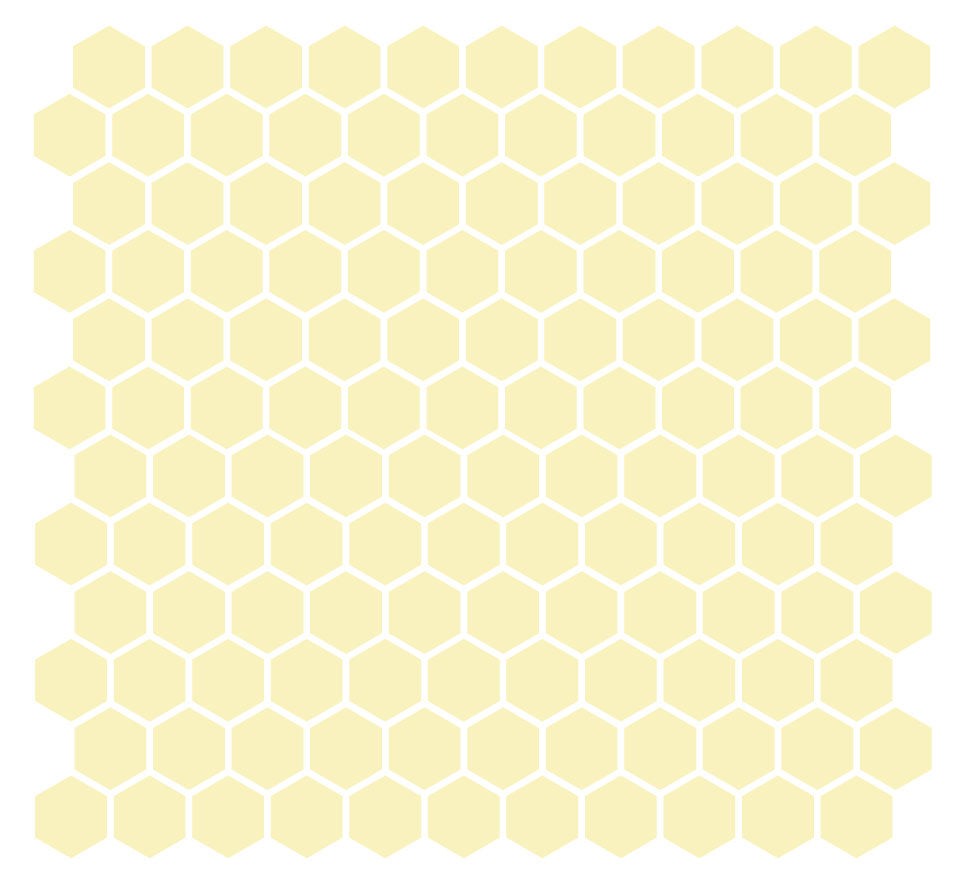 A grid of hexagonal unglazed porcelain floor tiles in a lemon yellow color, arranged in a pattern.