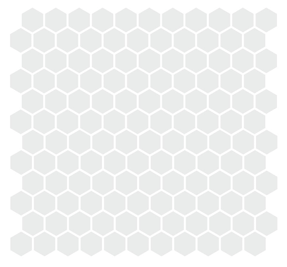 A grid of hexagonal unglazed porcelain floor tiles in a white color, arranged in a pattern.