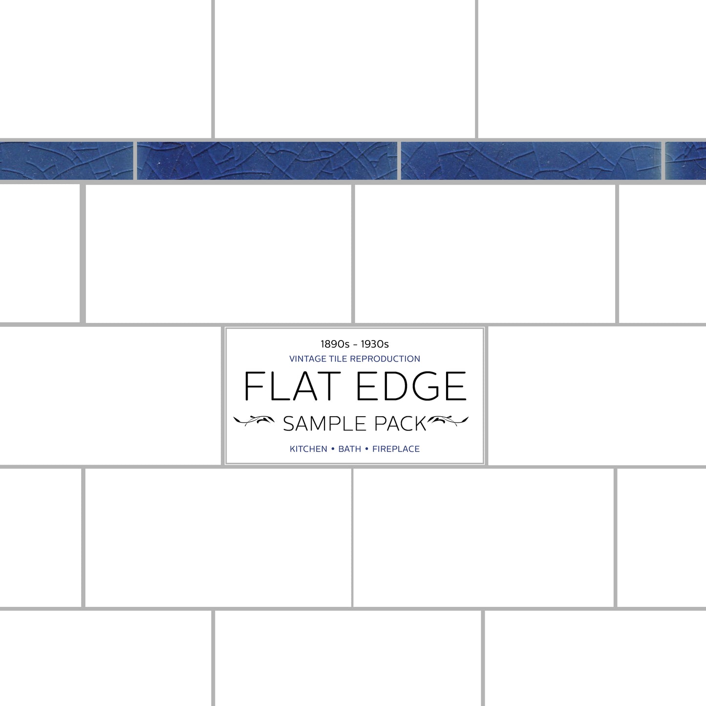 A sample pack of Flat Edge wall tiles in a subway pattern graphic