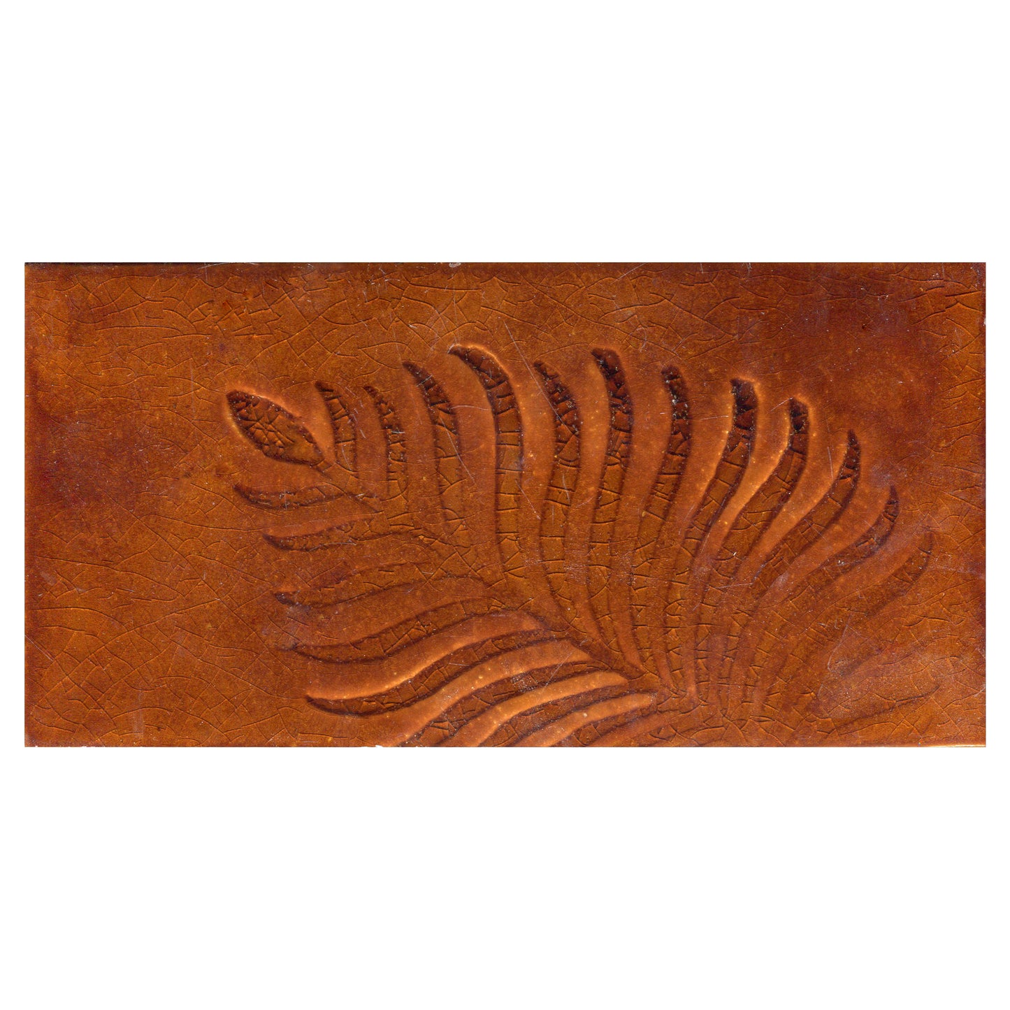 brown stamped tile with a leaf pattern