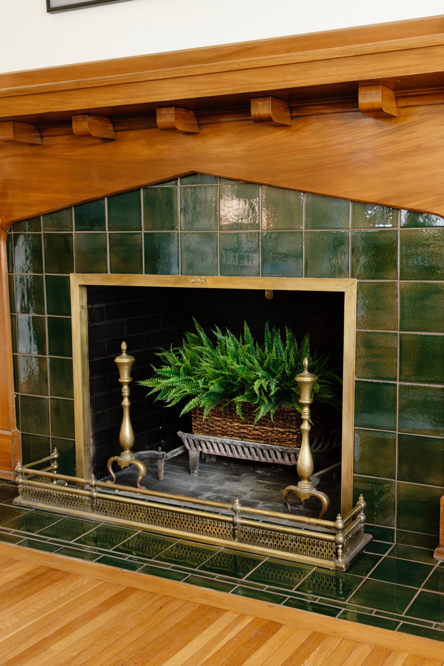 Green fireplace