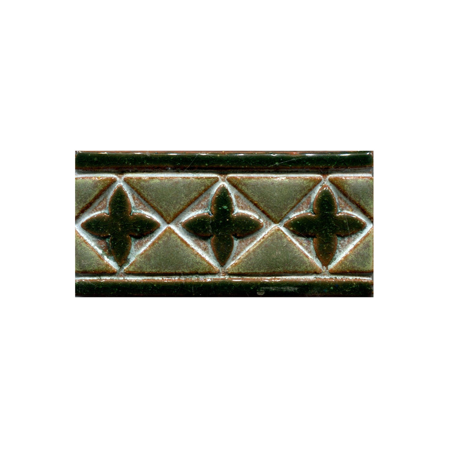 Light and dark green Decorative ceramic tile border with geometric design
