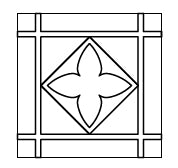 Decorative window design with a central diamond shape and grid pattern