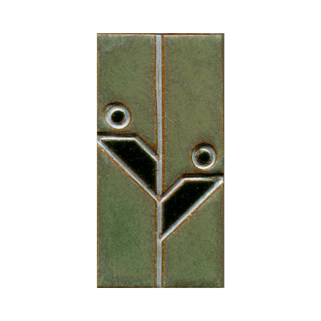 Rectangular ceramic tile with geometric design