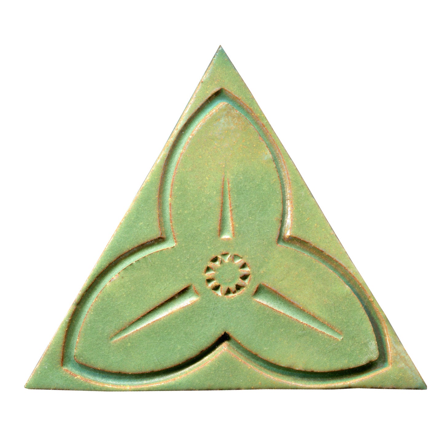 Avocado green Trillium flower 6" triangle tile