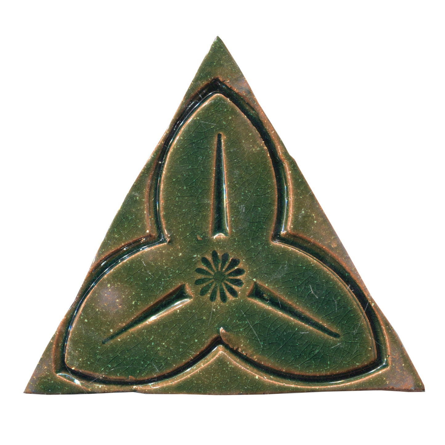 Lime green Trillium flower 6" triangle tile