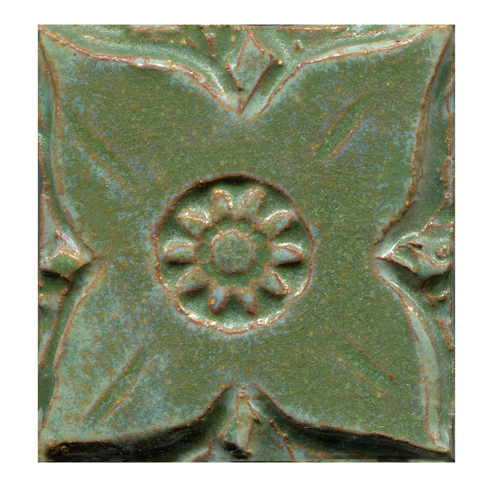 Avocado Solid Medieval Floral Tile