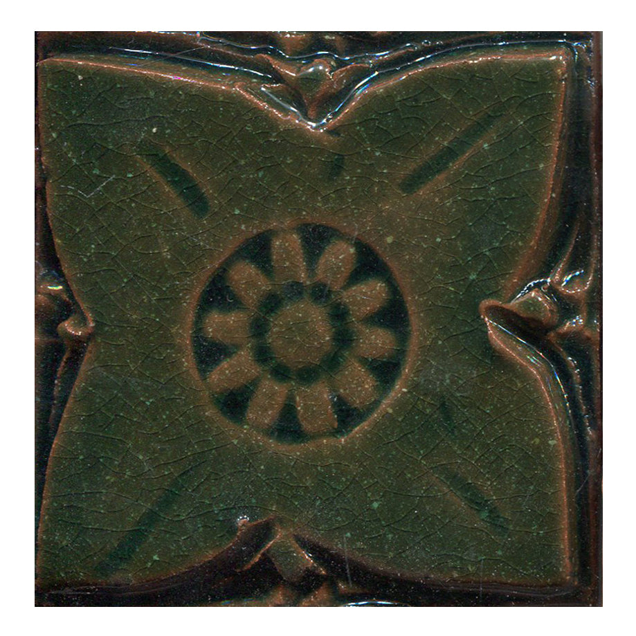 Lime green Solid Medieval Floral Tile