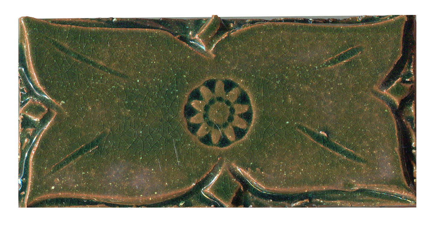 Lime green Solid Medieval Floral Tile