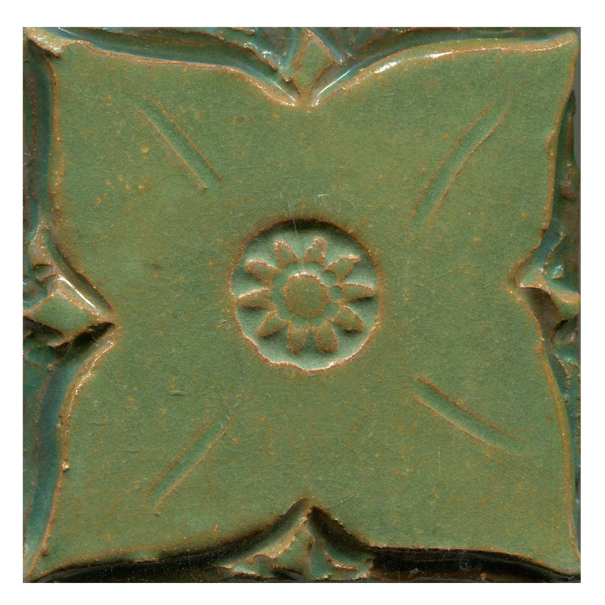 Avocado Solid Medieval Floral Tile