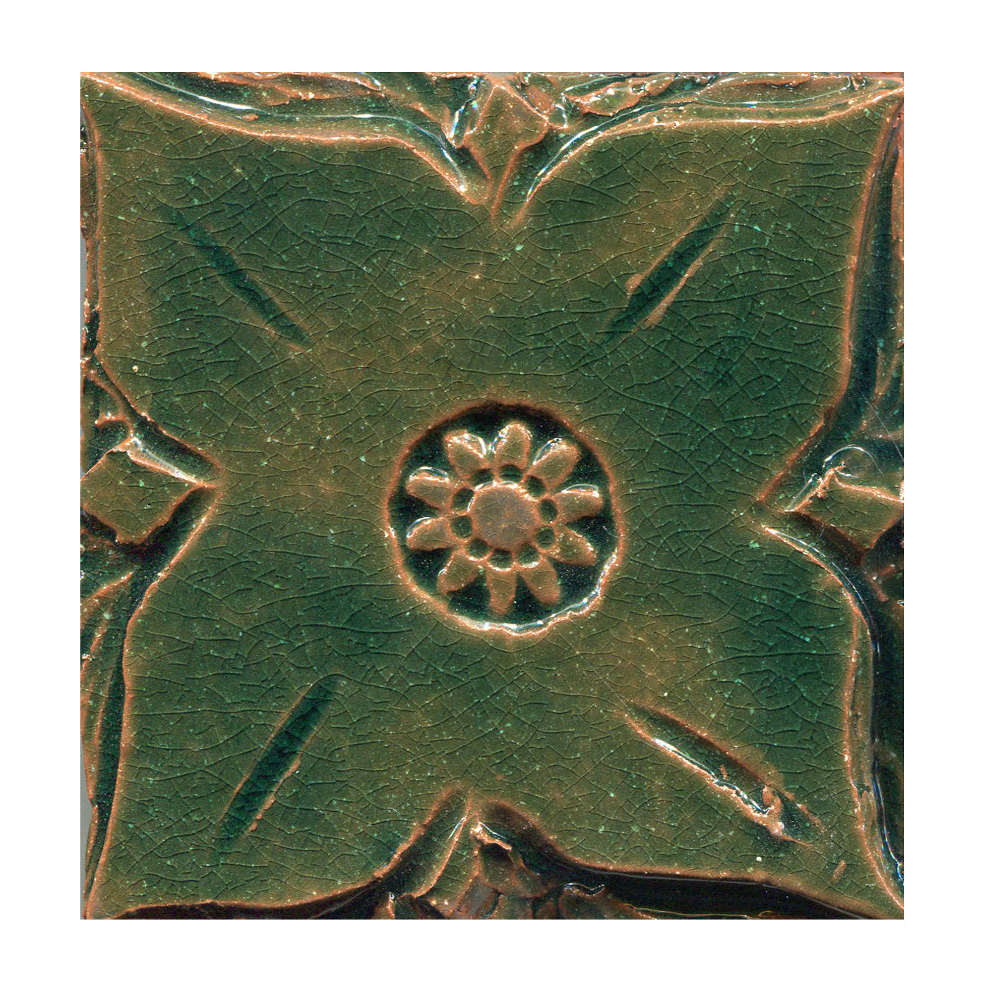 Lime green Solid Medieval Floral Tile