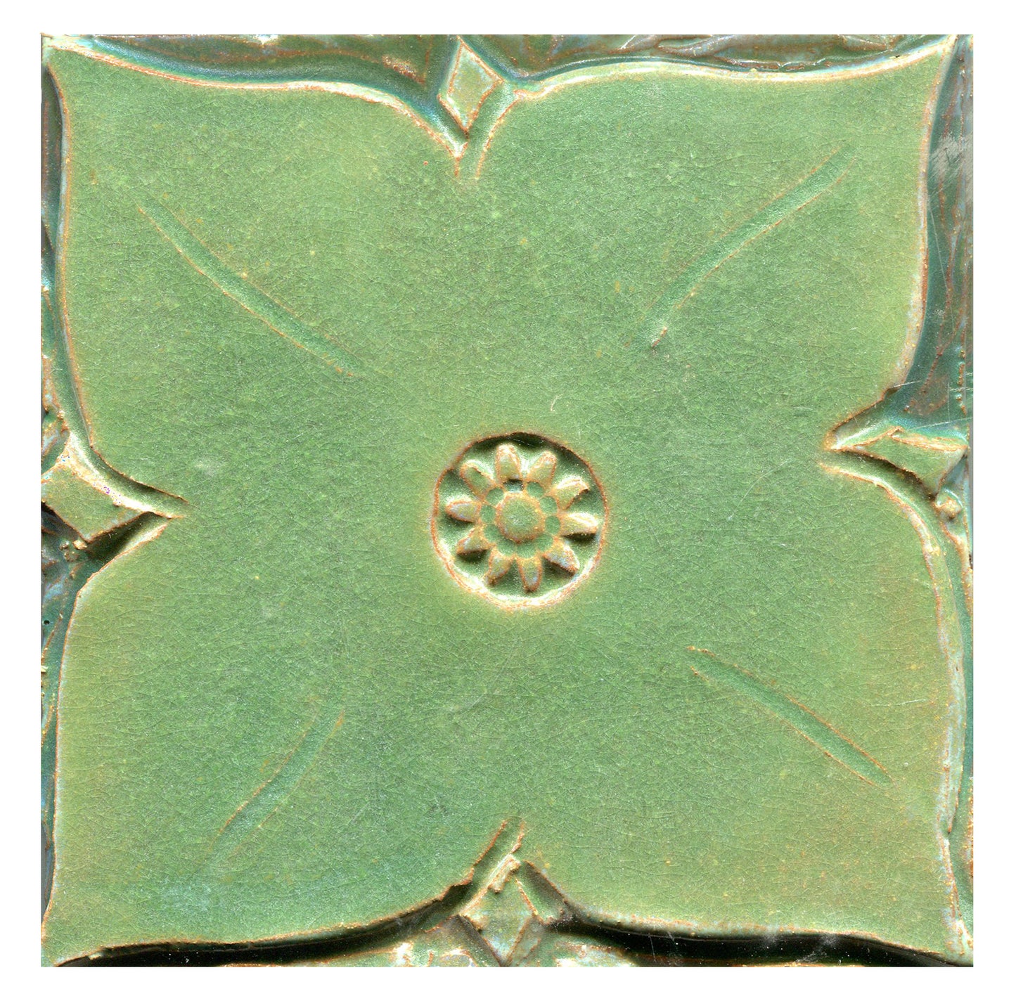 Avocado Solid Medieval Floral Tile