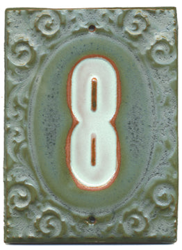 Victorian House Numbers Pesto/Marshmalllow