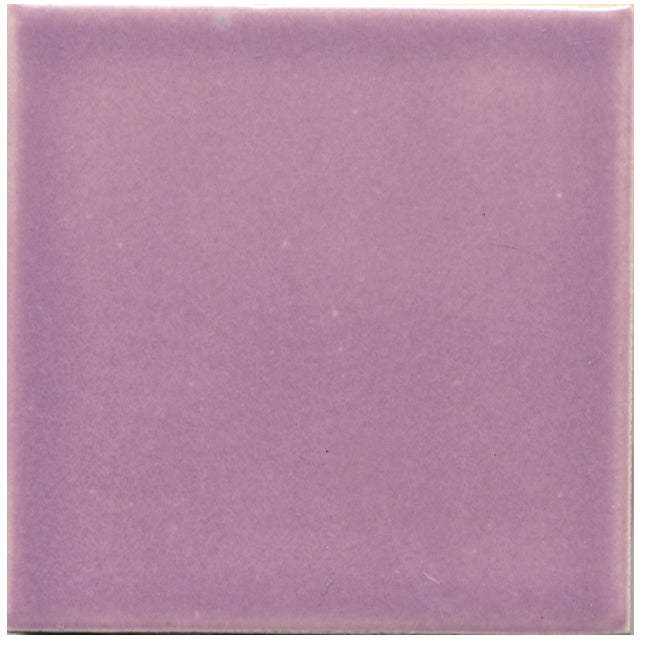 A single square ceramic tile with a translucent purplish pink color.
