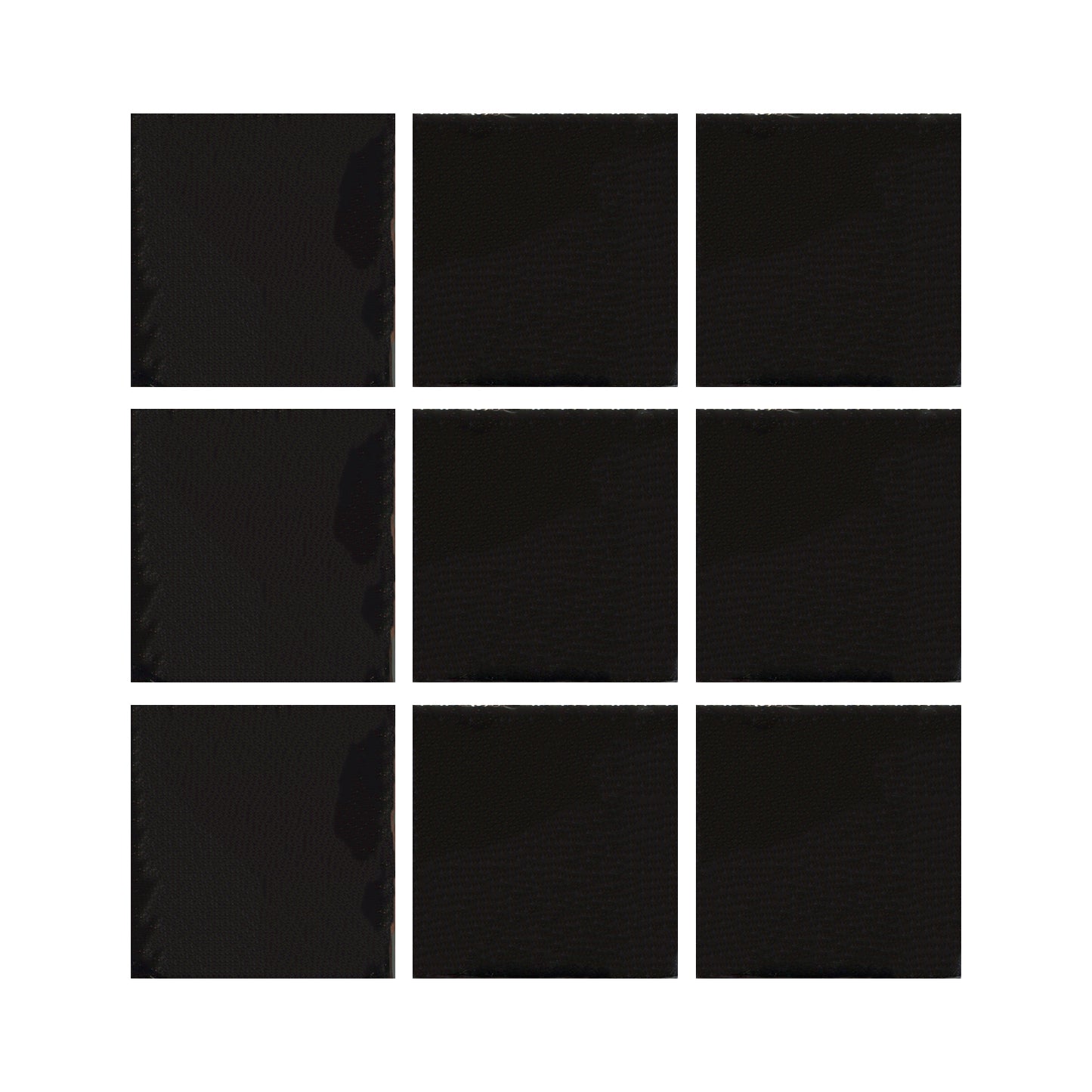 Black ceramic tiles showing a gloss black color with hints of blue.
