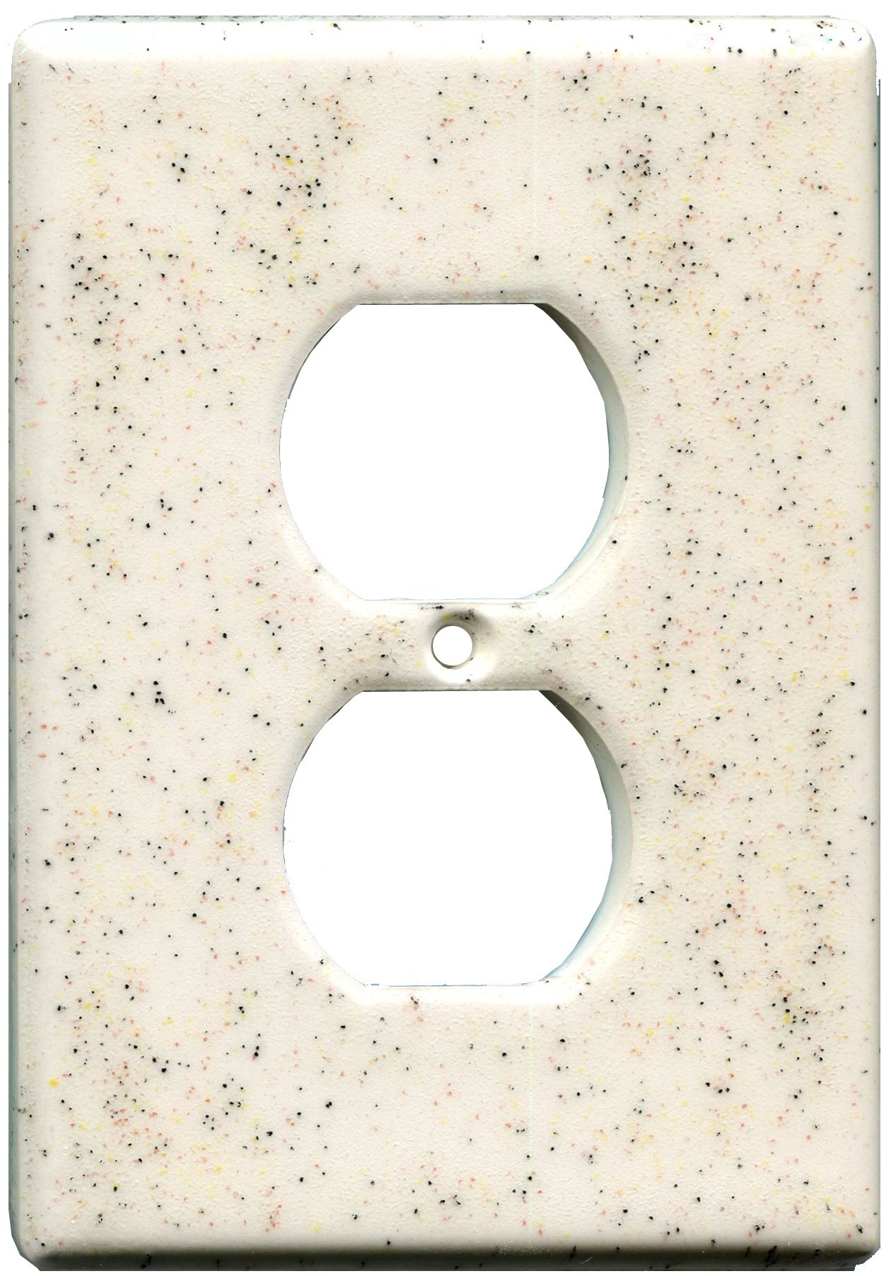 Peppered clear ceramic single outlet plate