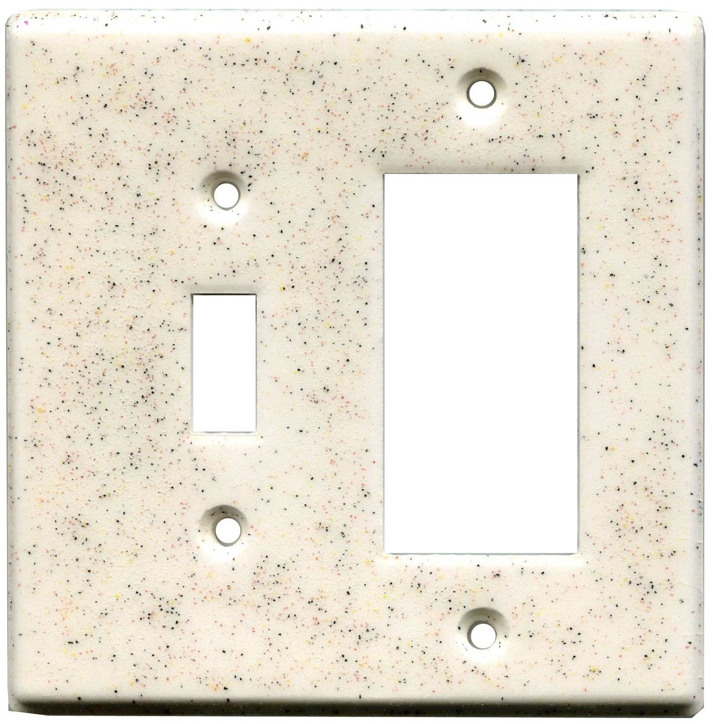 Peppered clear ceramic switch/GFI combo plate