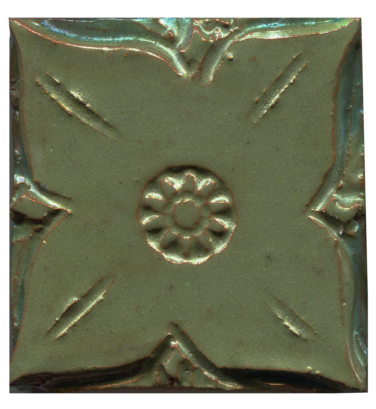 Pesto Solid Floral Medieval Tile