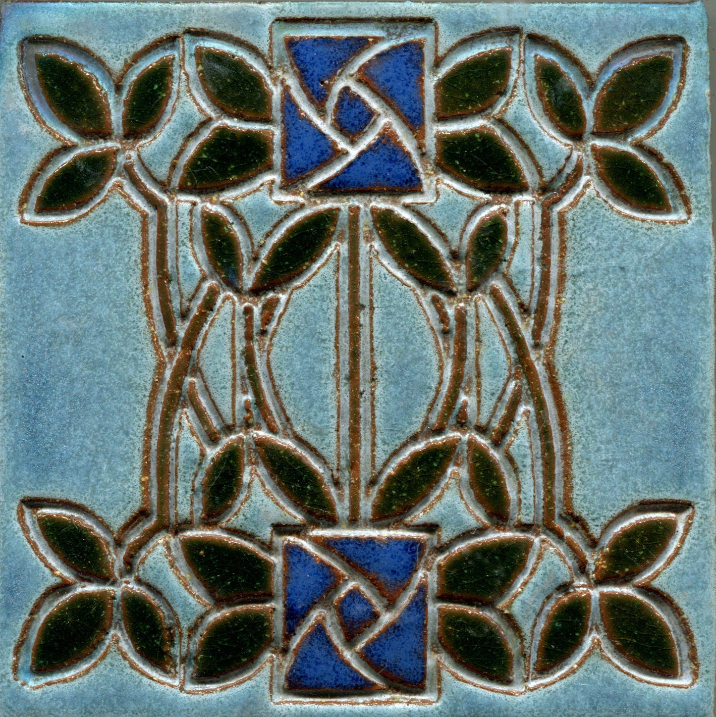 Intertwined Art Nouveau Roses Stamped Tile