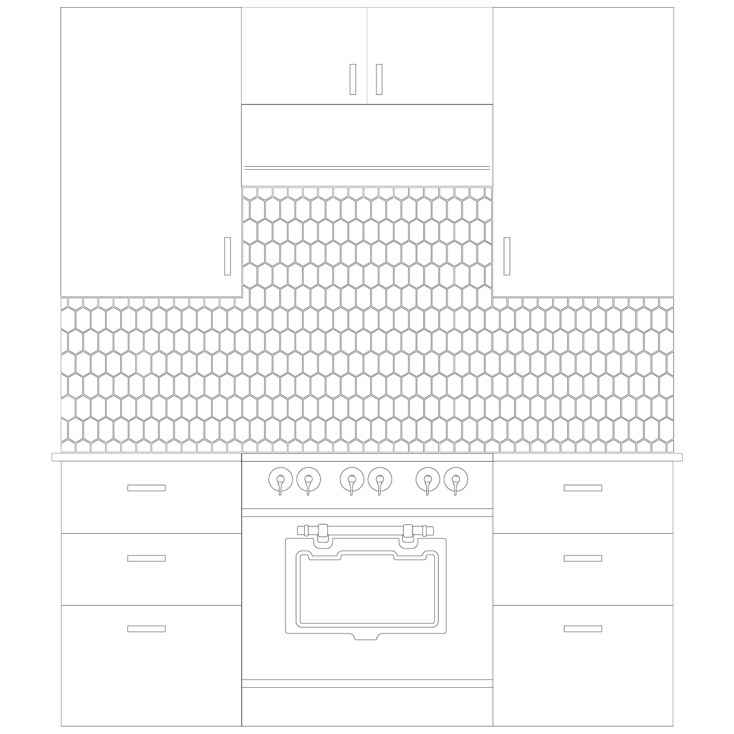 Elongated Hex Kitchen Drawing