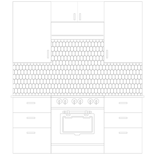 Elongated Hex Kitchen Drawing