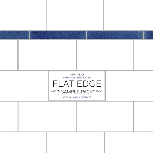 A sample pack of Flat Edge wall tiles in a subway pattern graphic