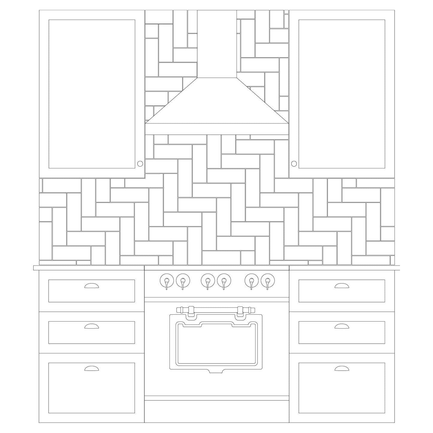 Herringbone Kitchen Drawing