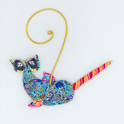 Narwhal Polymer Clay Ornament