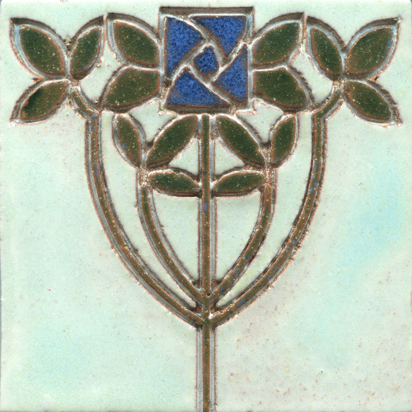 Stemmed Art Nouveau Rose Stamped Tile