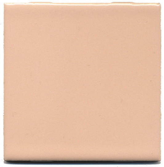 A single square peach-colored ceramic tile with a gloss satin finish.