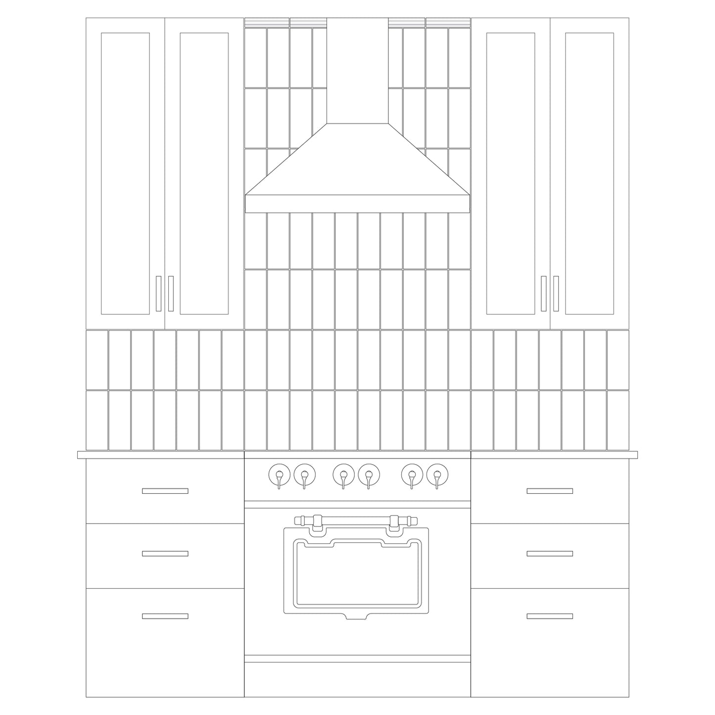 3" x 8" Stacked Kitchen Drawing