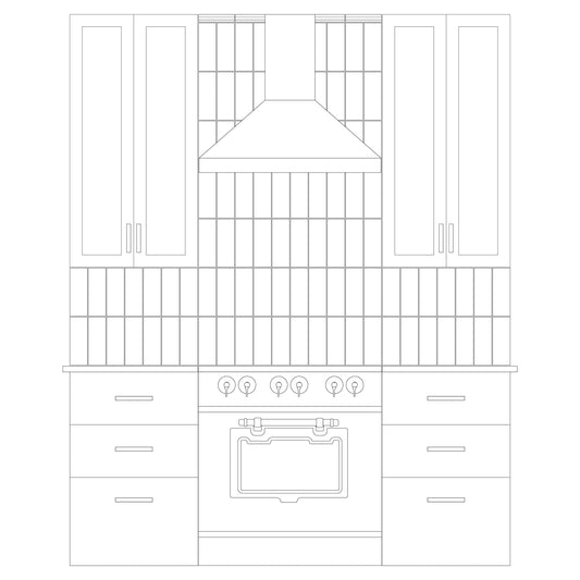 3" x 8" Stacked Kitchen Drawing