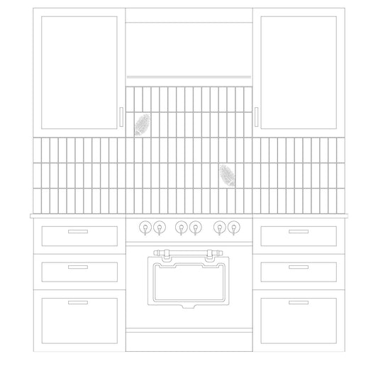 Mid-Century Modern Stacked Kitchen Drawing