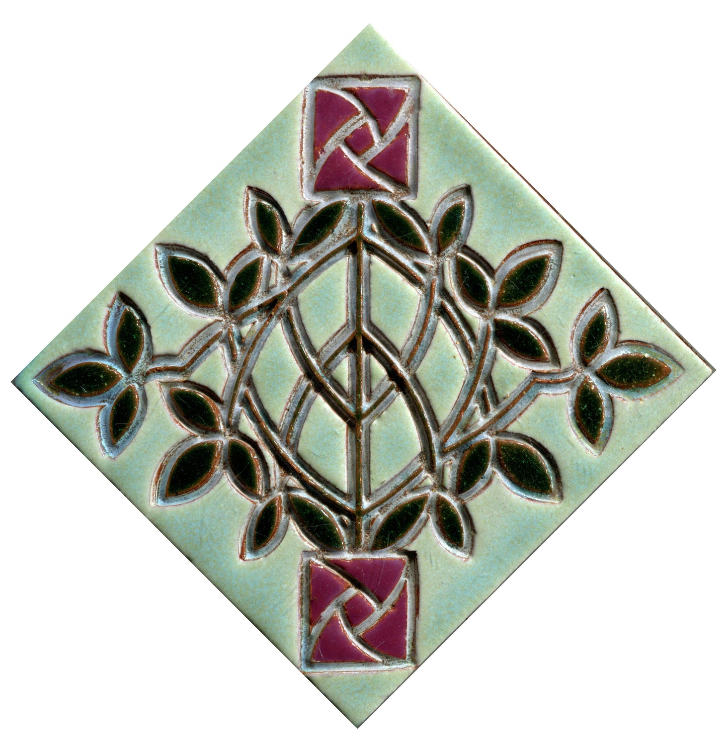 Intertwined Art Nouveau Roses Stamped Tile