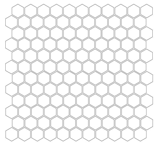 A grid of hexagonal unglazed porcelain floor tiles in a white color, arranged in a pattern.