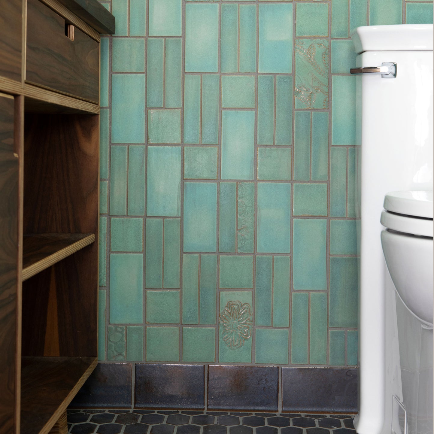 Copper Patina multi mix  matte finish, transitioning in color from light green to turquoise.