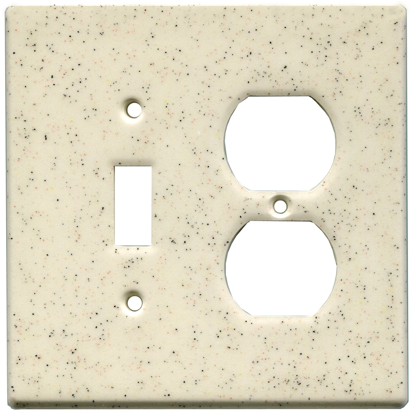 Peppered clear ceramic switch/outlet combo plate