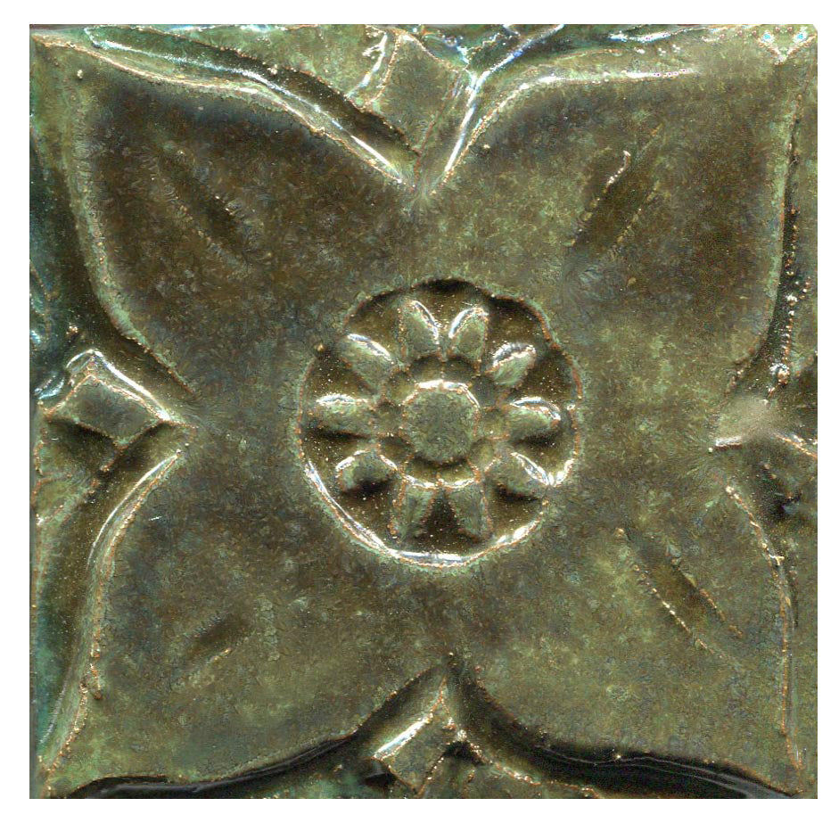 3x3 Medieval Floral Tile in Jade Moss