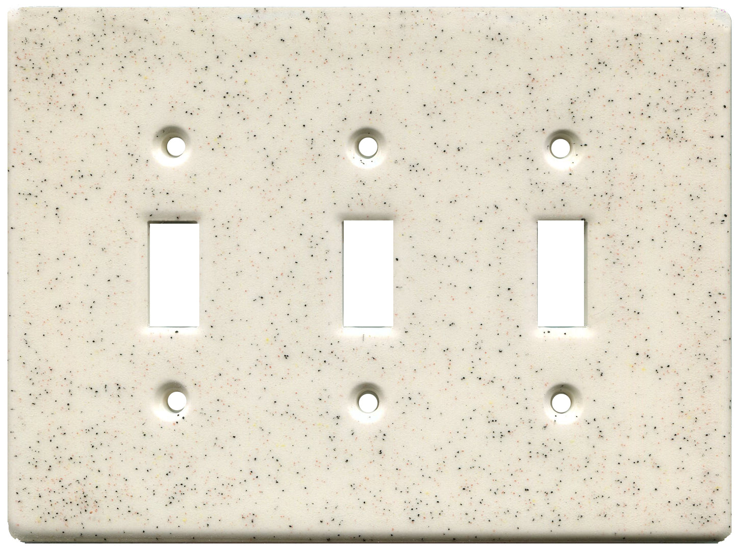 Peppered clear ceramic triple switch plate